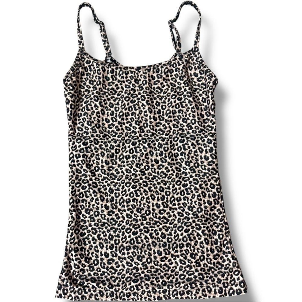 Adrienne Vittadini Black/White Fitted Leopard Print Adjustable Straps Camisole